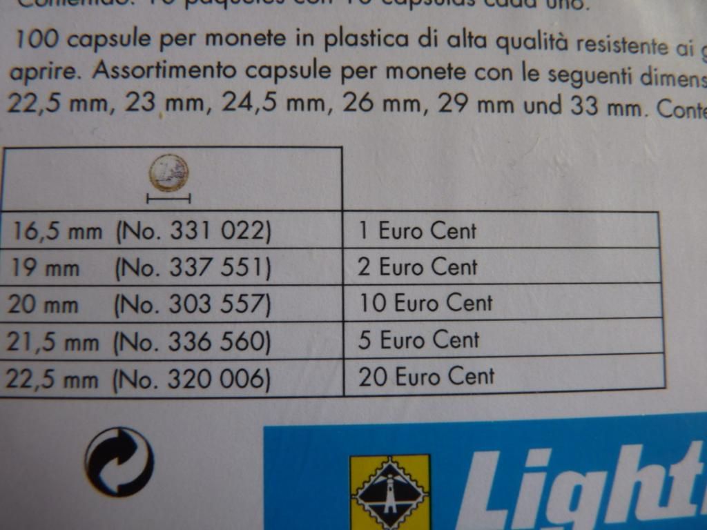 100 Lighthouse coin capsules for Euro sets 10 sizes