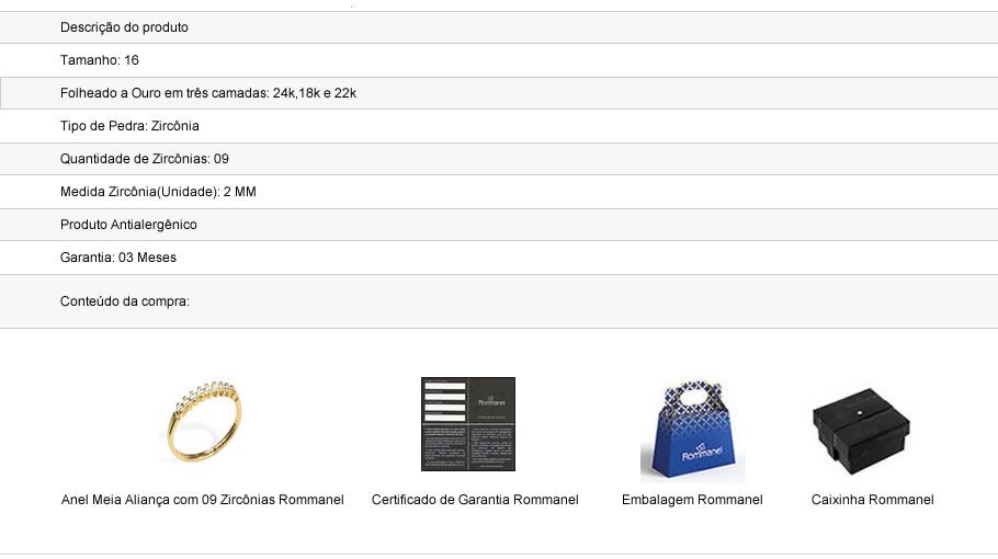 Anel Aparador Meia Aliança Com 9 Zirconias Rommanel 511027 R$ 119,90 em Mercado Livre Aparador Leroy Merlin ~ Anel Aparador Meia Aliança Com 9 Zirconias Rommanel 511027 R$ 119,90 em Mercado Livre