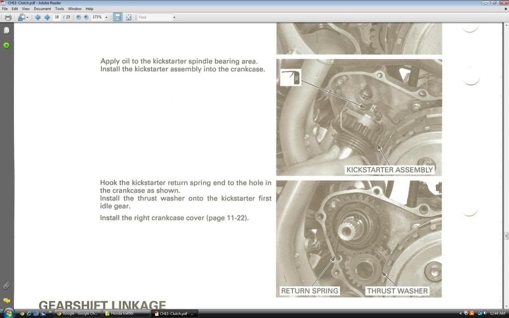 Kickstart lever won't spring back Honda TRX 450R