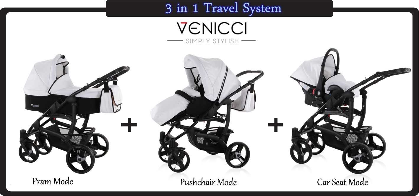 VENICCI VIVA TRAVEL SYSTEM 3in1, PRAM, STROLLER, CAR SEAT TOP RANGE