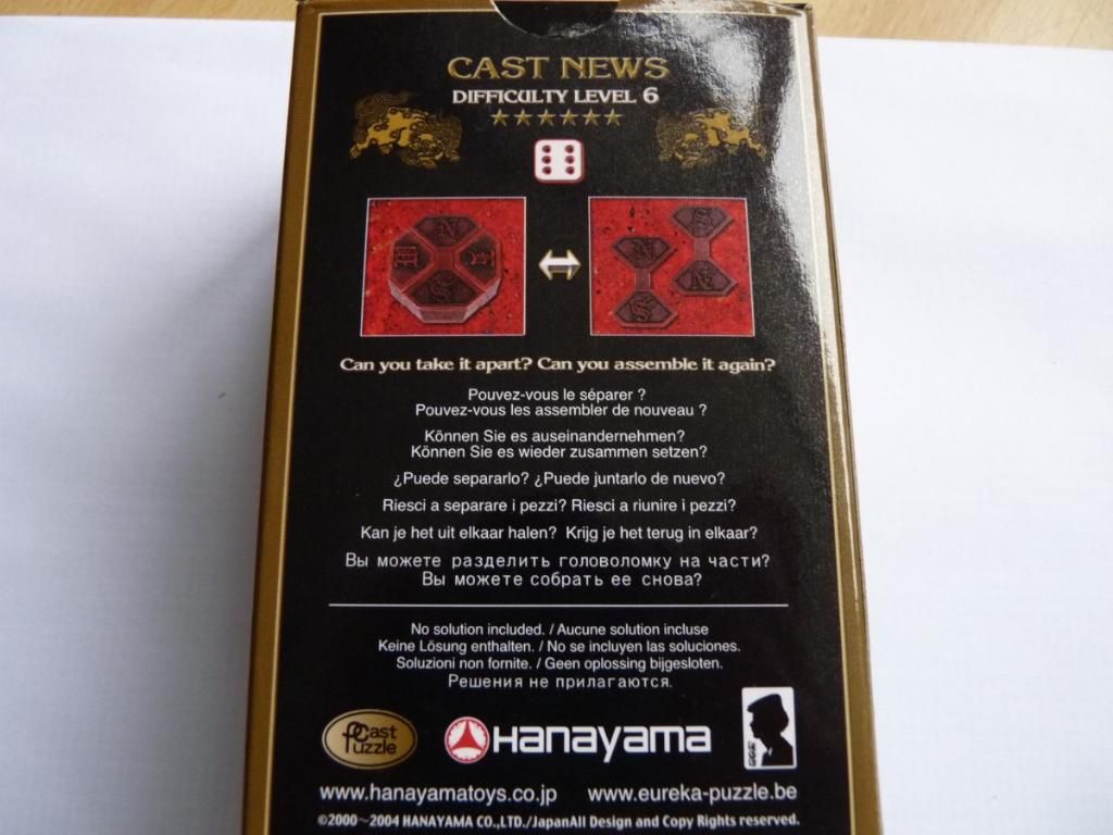 Cast metal puzzle Hanayama NEWS Level 6 brainteaser  